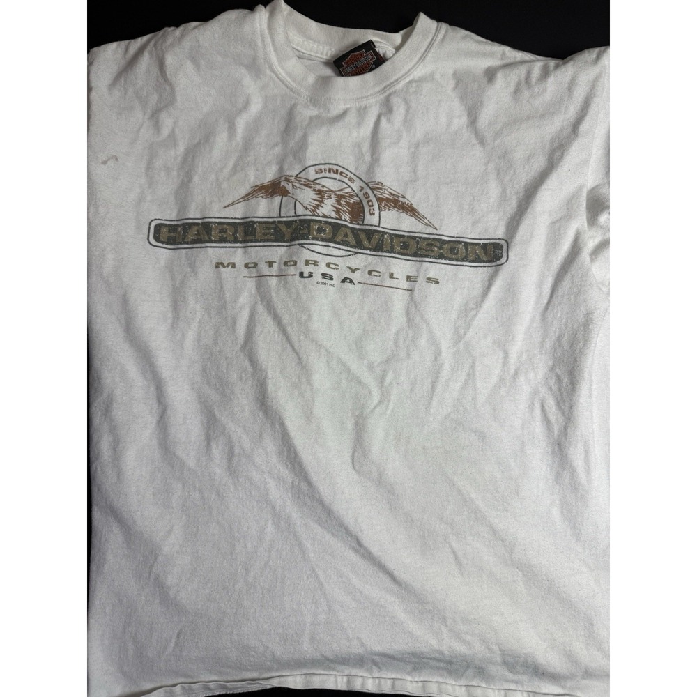 Vintage Y2K Harley-Davidson Athens GA White Tee‎ L Biker